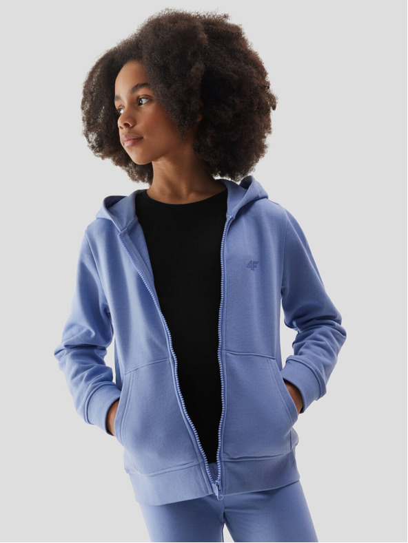 4F Dívčí tepláková rozepínací mikina s kapucí 4F - tmavě modrá