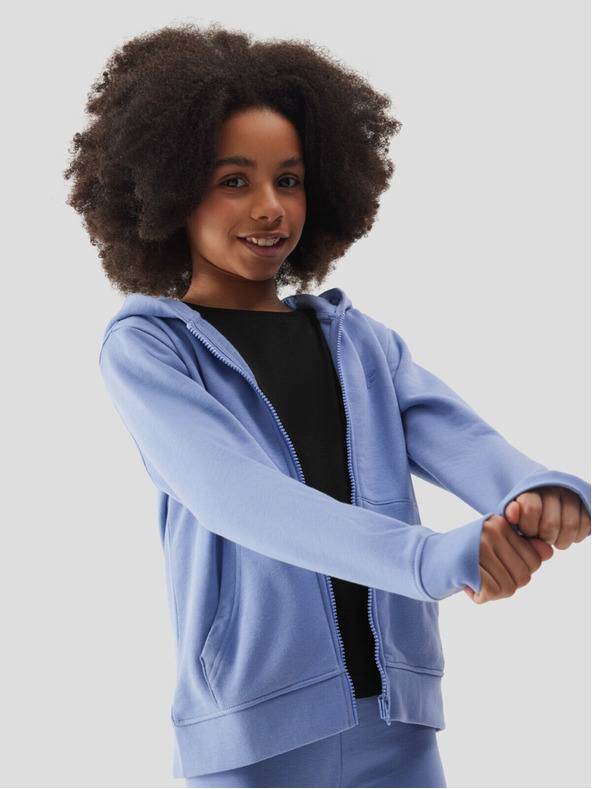 4F Dívčí tepláková rozepínací mikina s kapucí 4F - tmavě modrá