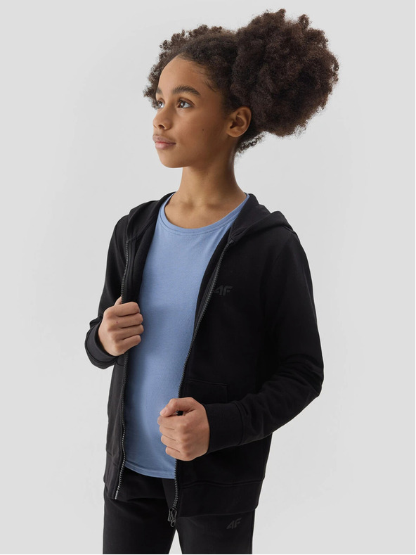 4F Dívčí tepláková rozepínací mikina s kapucí 4F