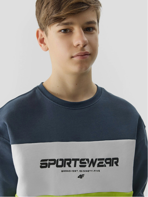 4F Chlapecká tepláková mikina bez zapínání a bez kapuce 4F