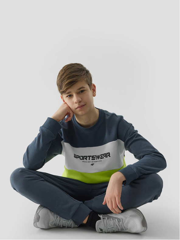 4F Chlapecká tepláková mikina bez zapínání a bez kapuce 4F