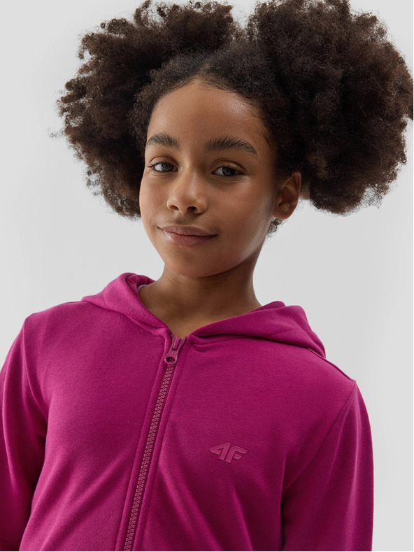 4F Dívčí tepláková rozepínací mikina s kapucí 4F