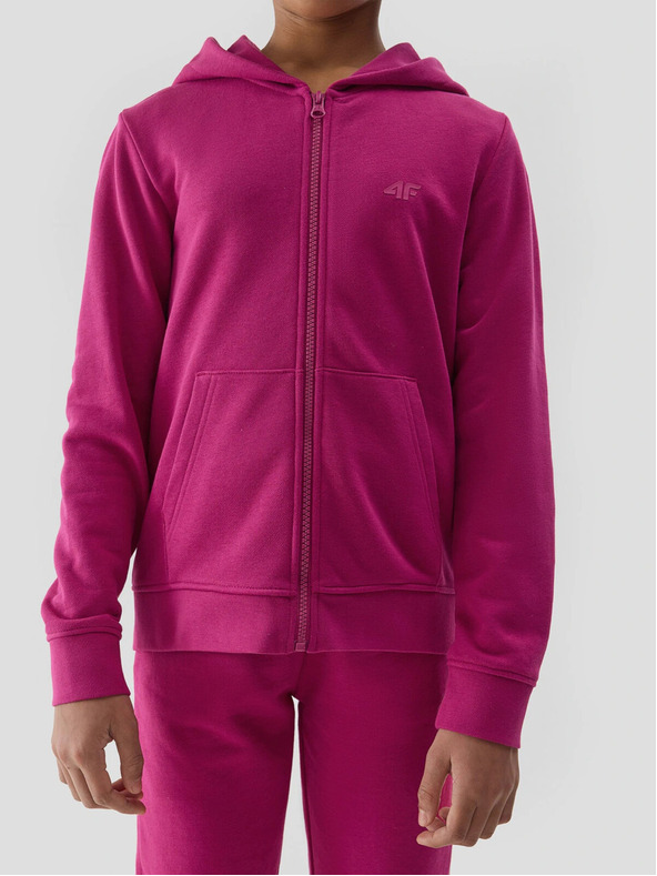 4F Dívčí tepláková rozepínací mikina s kapucí 4F