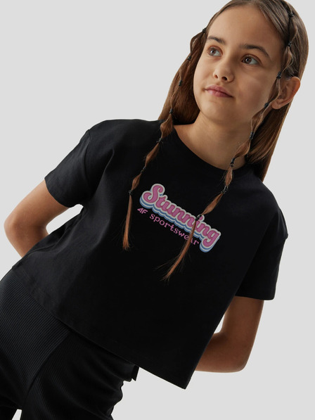 4F Dívčí tričko crop top z organické bavlny 4F