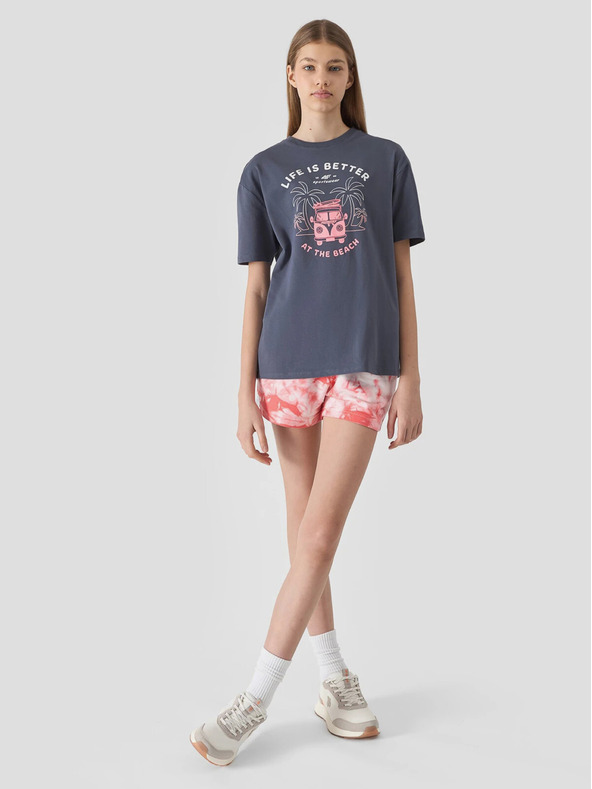 4F Dívčí tričko oversize s potiskem 4F