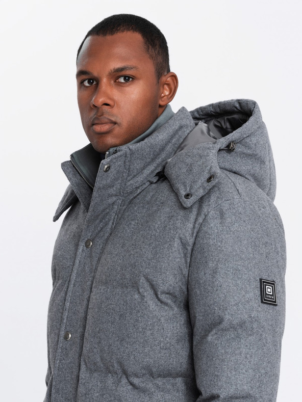 Ombre Clothing Pánská dlouhá teplá bunda parka s vlnou Ombre Clothing