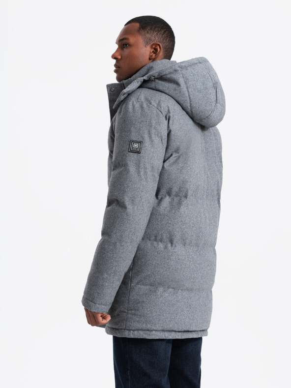 Ombre Clothing Pánská dlouhá teplá bunda parka s vlnou Ombre Clothing