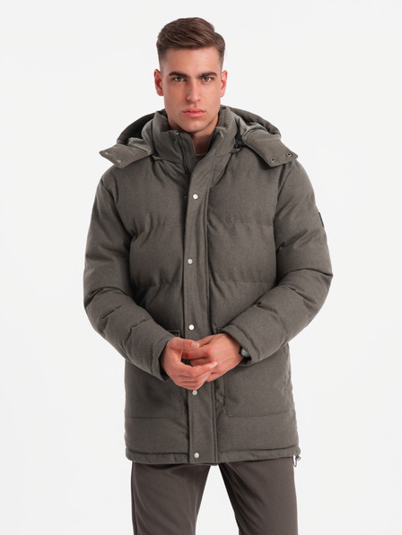 Ombre Clothing Pánská dlouhá teplá bunda parka s vlnou Ombre Clothing