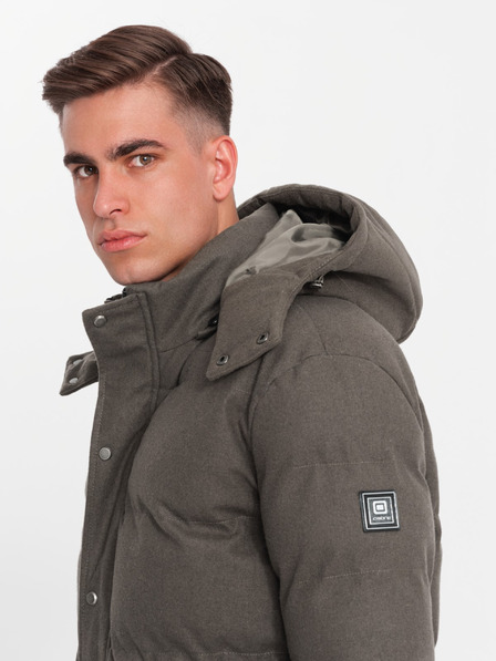 Ombre Clothing Pánská dlouhá teplá bunda parka s vlnou Ombre Clothing