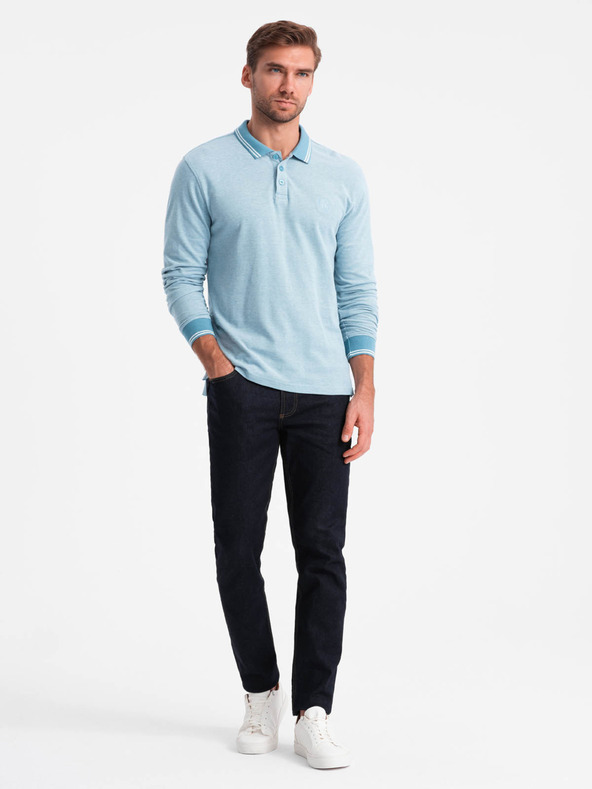 Ombre Clothing Pánské polo tričko s dlouhým rukávem Ombre Clothing