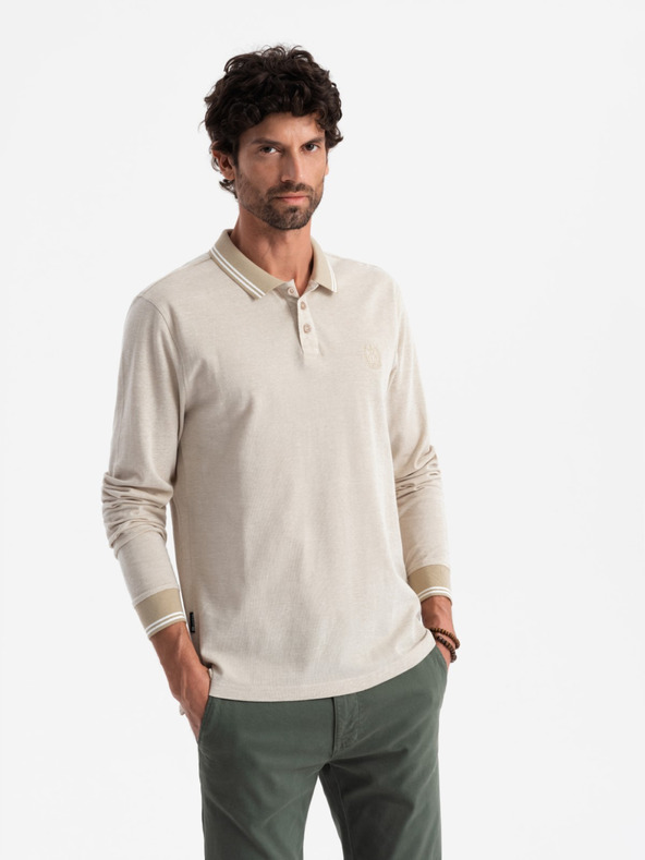 Ombre Clothing Pánské polo tričko s dlouhým rukávem Ombre Clothing
