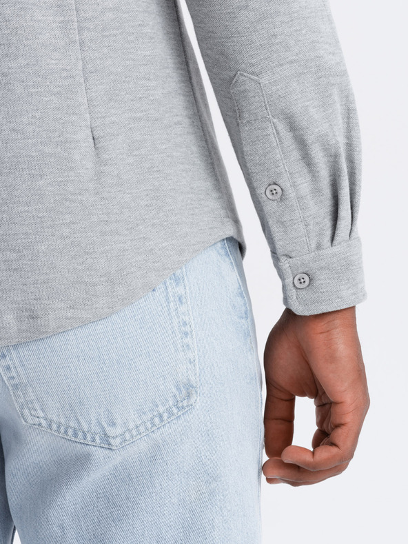 Ombre Clothing Pánská pletená slim košile s dlouhým rukávem Ombre Clothing