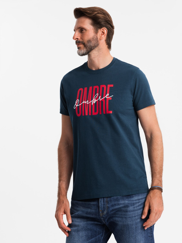 Ombre Clothing Pánské bavlněné tričko s jemnou výšivkou Ombre Clothing