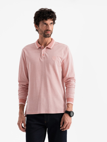 Ombre Clothing Pánské polo tričko s dlouhým rukávem a výšivkou Ombre Clothing