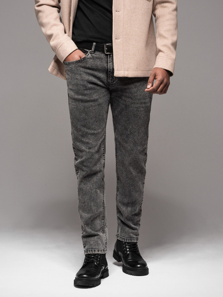 Ombre Clothing Pánské džínové kalhoty STRAIGHT LEG - černé V1 OM-PADP-0133 Ombre Clothing