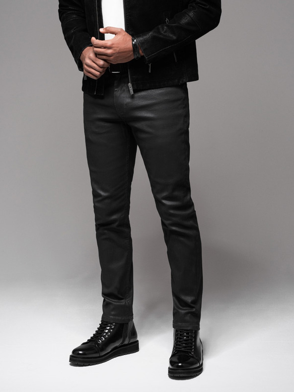 Ombre Clothing Pánské džínové kalhoty STRAIGHT LEG - černé V1 OM-PADP-0133 Ombre Clothing