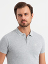 Ombre Clothing Pánské bavlněné polo tričko BASIC - černá/šedá melanž/bílá V2 OM-POBS-0133 Ombre Clothing