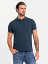 Ombre Clothing Pánská bavlněná polokošile BASIC - tmavě modrá/bílá/červená V3 OM-POBS-0133 Ombre Clothing