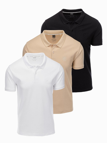 Ombre Clothing Pánské bavlněné polo tričko BASIC - černé/bílé/béžové V7 OM-POBS-0133 Ombre Clothing