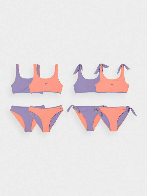 4F Dívčí dvoudílné plavky 4F - korálové/fialové