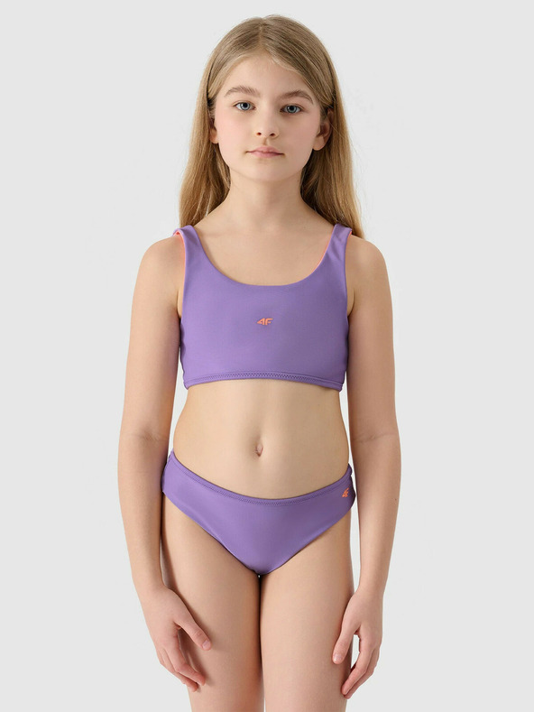 4F Dívčí dvoudílné plavky 4F - korálové/fialové