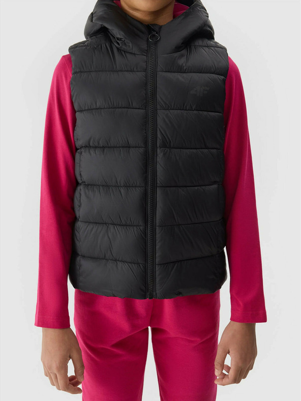 4F Dívčí péřová vesta s výplní ze syntetického peří 4F - černá