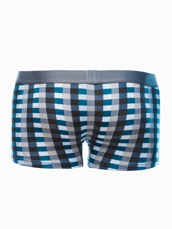 Edoti Šedo-modré pánské kostkované boxerky Edoti