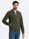 Ombre Clothing Bavlněná pánská mikina bomber na zip khaki Ombre Clothing