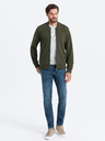 Ombre Clothing Bavlněná pánská mikina bomber na zip khaki Ombre Clothing