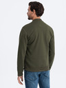 Ombre Clothing Bavlněná pánská mikina bomber na zip khaki Ombre Clothing