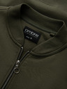 Ombre Clothing Bavlněná pánská mikina bomber na zip khaki Ombre Clothing