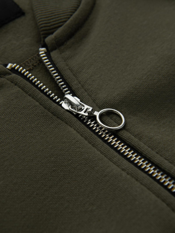 Ombre Clothing Bavlněná pánská mikina bomber na zip khaki Ombre Clothing