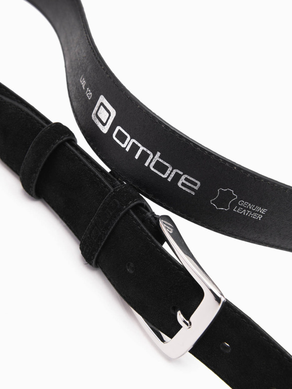 Ombre Clothing Pánský jednobarevný opasek z přírodního semiše černá Ombre Clothing