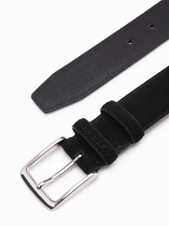 Ombre Clothing Pánský jednobarevný opasek z přírodního semiše černá Ombre Clothing