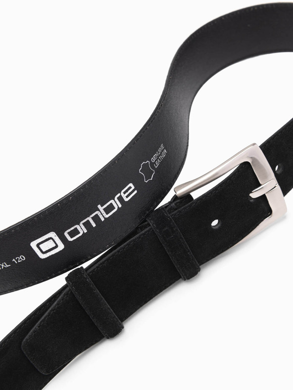 Ombre Clothing Pánský jednobarevný opasek z přírodního semiše černá Ombre Clothing