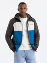 Ombre Clothing Pánská lehká barevná sportovní bunda s fleecem modrá Ombre Clothing