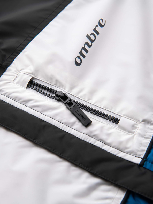 Ombre Clothing Pánská lehká barevná sportovní bunda s fleecem modrá Ombre Clothing