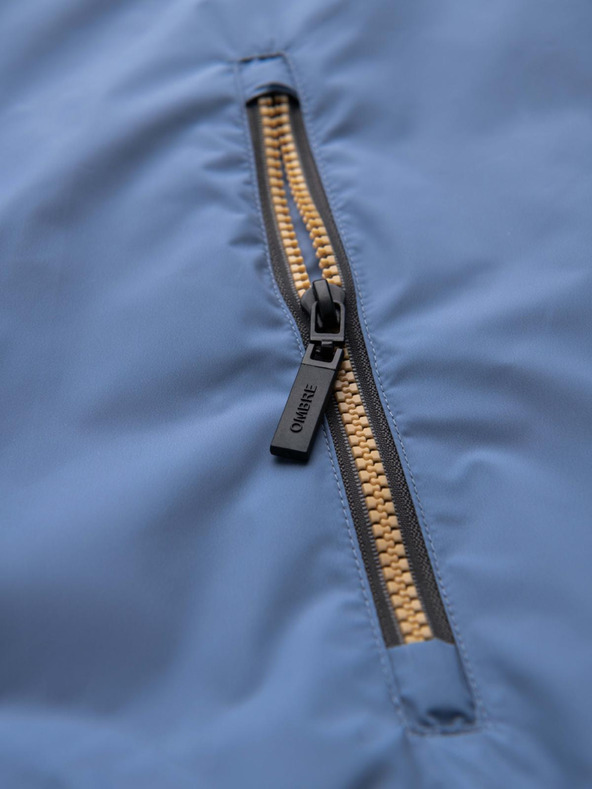 Ombre Clothing Pánská lehká barevná sportovní bunda s fleecem modrá Ombre Clothing