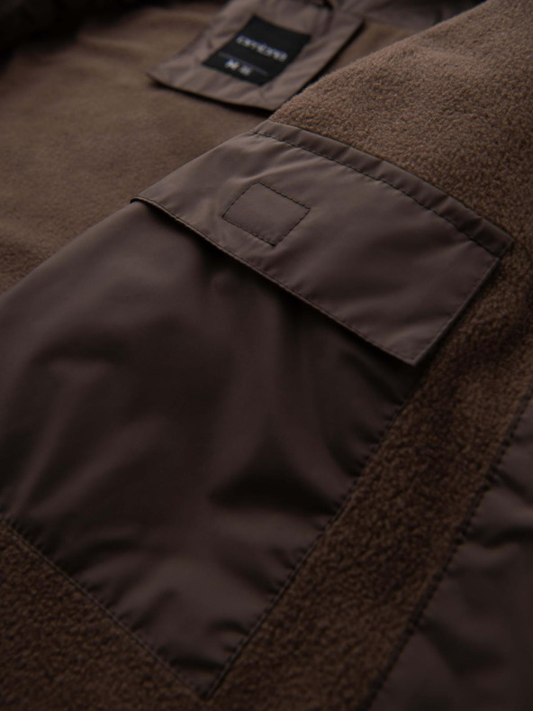 Ombre Clothing Pánská lehká barevná sportovní bunda s fleecem béžová Ombre Clothing