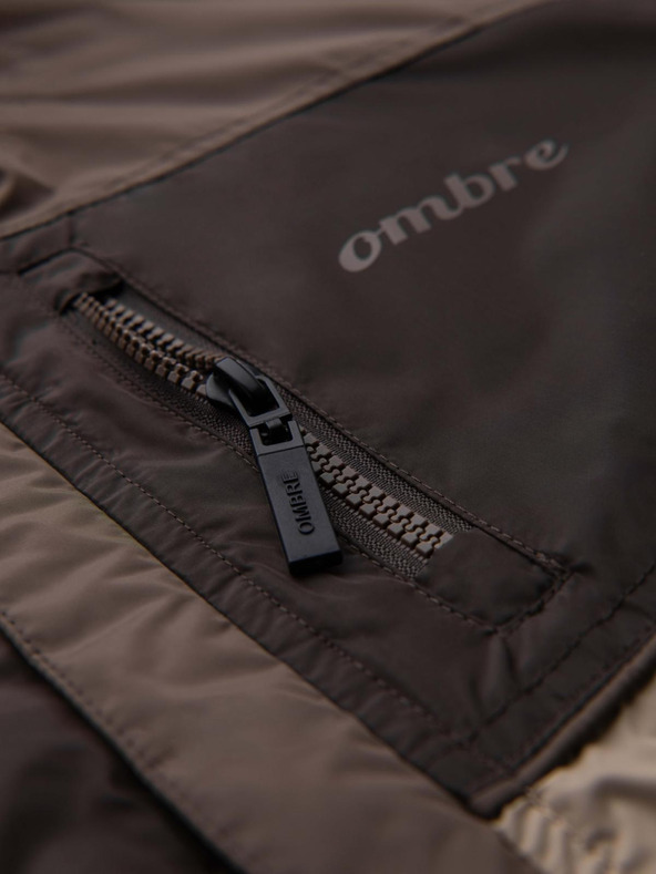 Ombre Clothing Pánská lehká barevná sportovní bunda s fleecem béžová Ombre Clothing