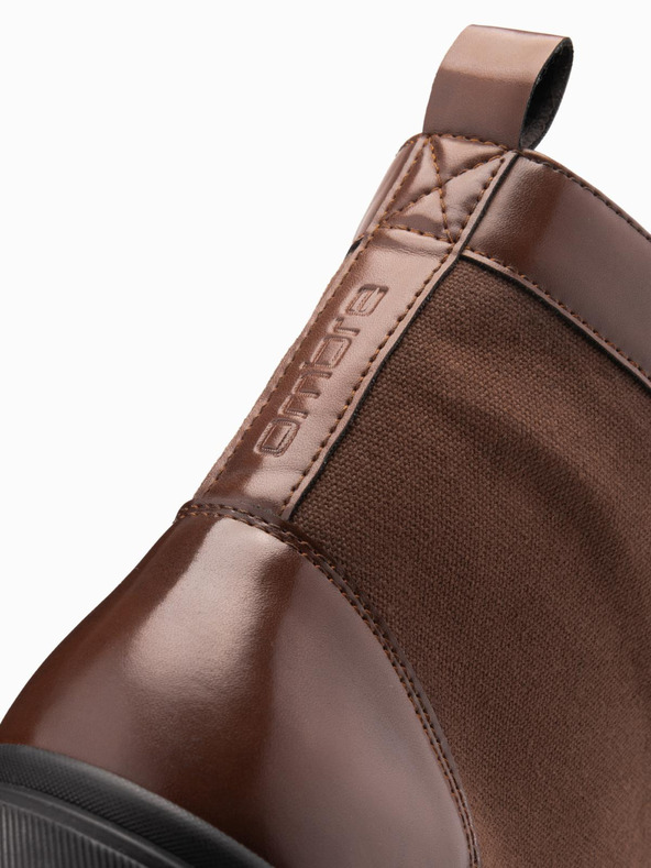 Ombre Clothing Pánské vysoké traperské boty z kombinovaných materiálů hnědá Ombre Clothing