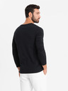 Ombre Clothing Pánské tričko s výstřihem do V SLIM FIT s elastanem a potiskem černá Ombre Clothing