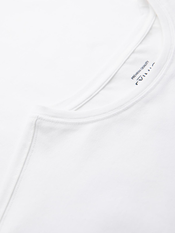 Ombre Clothing Pánské tričko SLIM FIT s dlouhým rukávem, elastanem a potiskem bílá Ombre Clothing