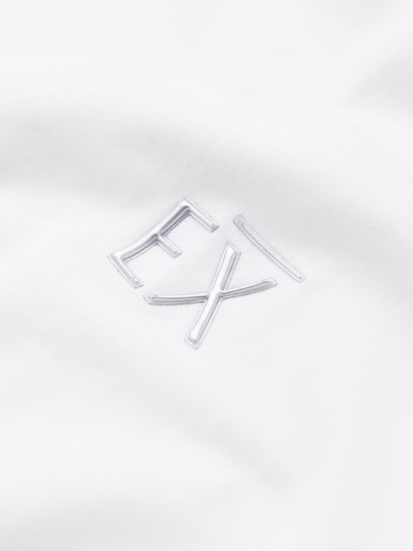 Ombre Clothing Pánské tričko SLIM FIT s výstřihem do V, elastanem a potiskem bílá Ombre Clothing