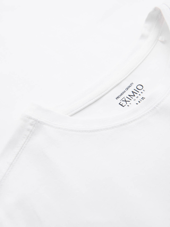 Ombre Clothing Pánské tričko SLIM FIT s elastanem a potiskem bílá Ombre Clothing