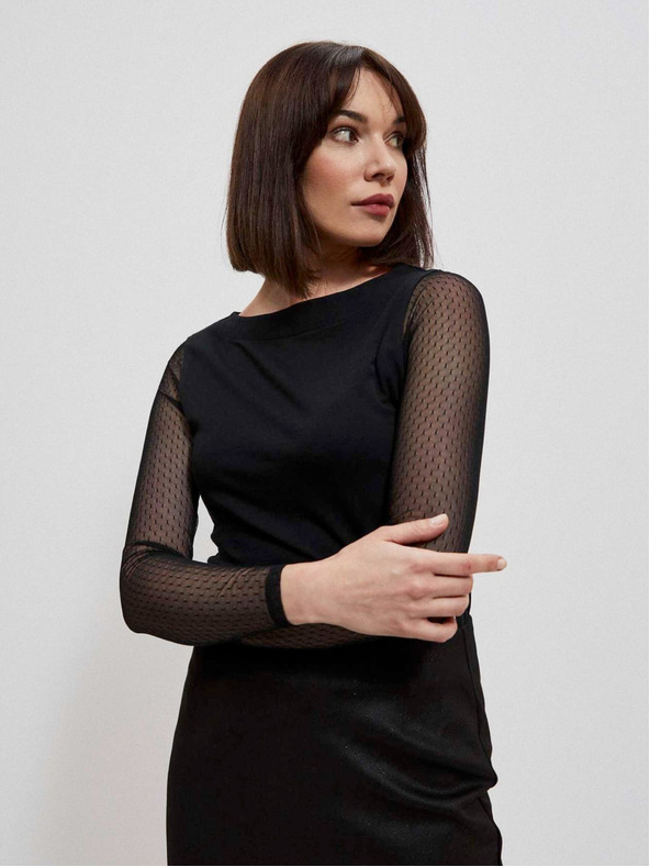 Moodo Černá dámská halenka s průhlednými rukávy Moodo