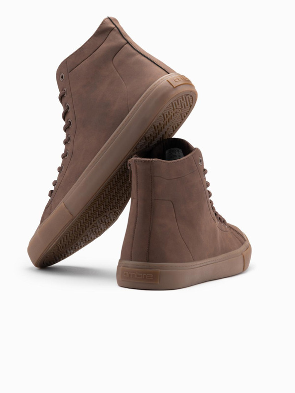 Ombre Clothing Pánské vysoké tenisky s gumovou špičkou hnědá Ombre Clothing