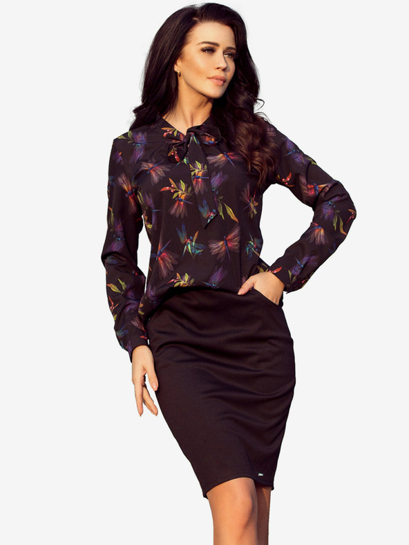 numoco Tmavě modrá dámská vzorovaná blůza s vazbou Numoco