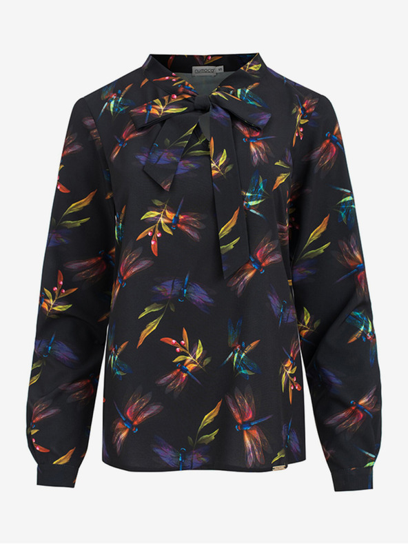 numoco Tmavě modrá dámská vzorovaná blůza s vazbou Numoco