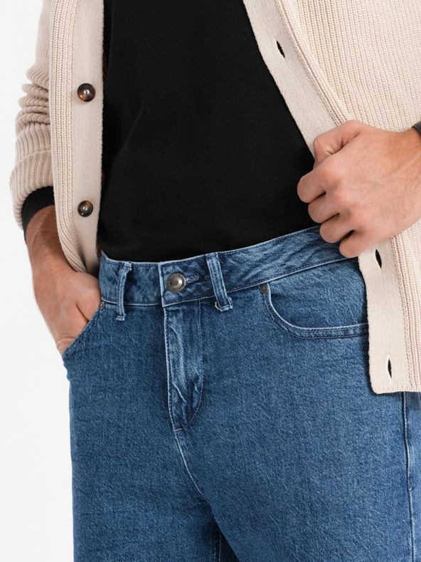 Ombre Clothing Pánské klasické seprané džíny REGULAR FIT modrá Ombre Clothing